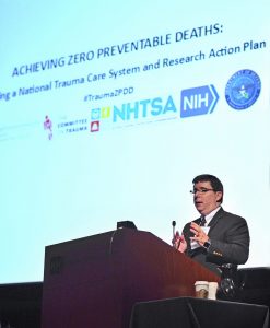 Ronald Stewart, MD, FACS, presenting at the 2017 "Achieving Zero Preventable Deaths" Conference in Bethesda, Md.