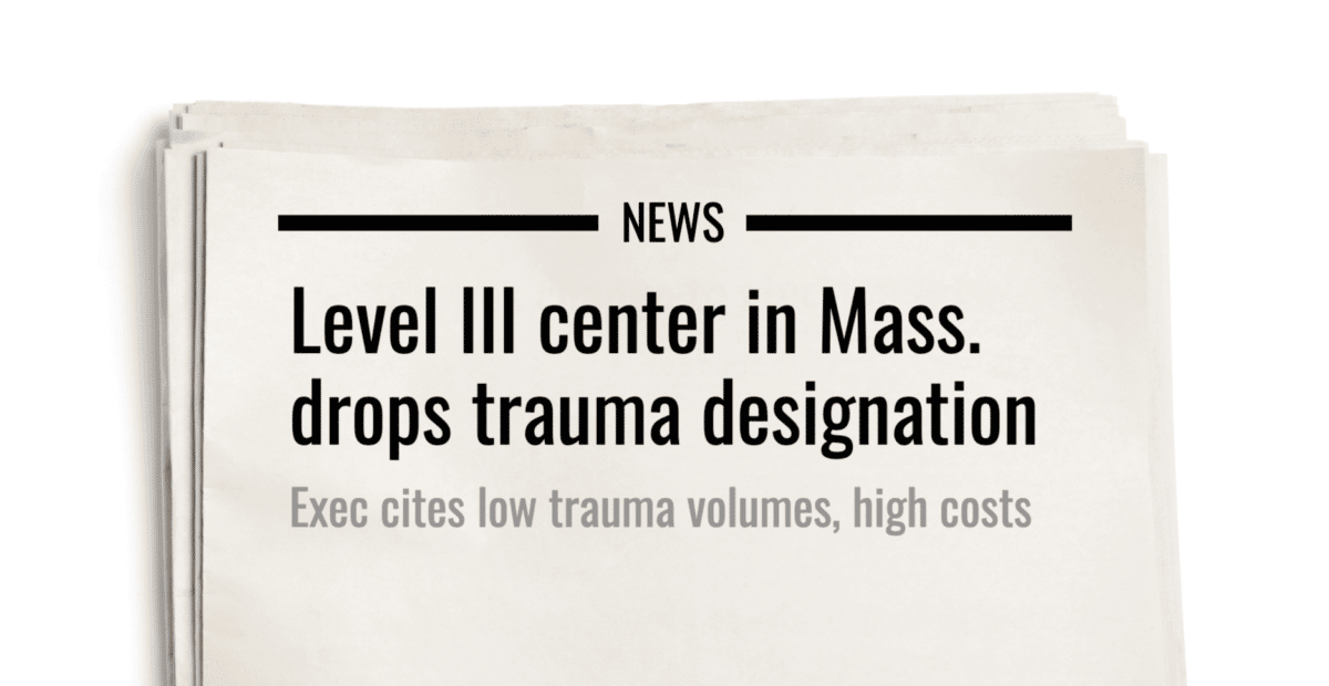 massachusetts trauma center levels